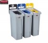 Stacja do Recyklingu Slim Jim® 3 stumienie 87L closed (black)/paper (blue)/ mixed (yellow)